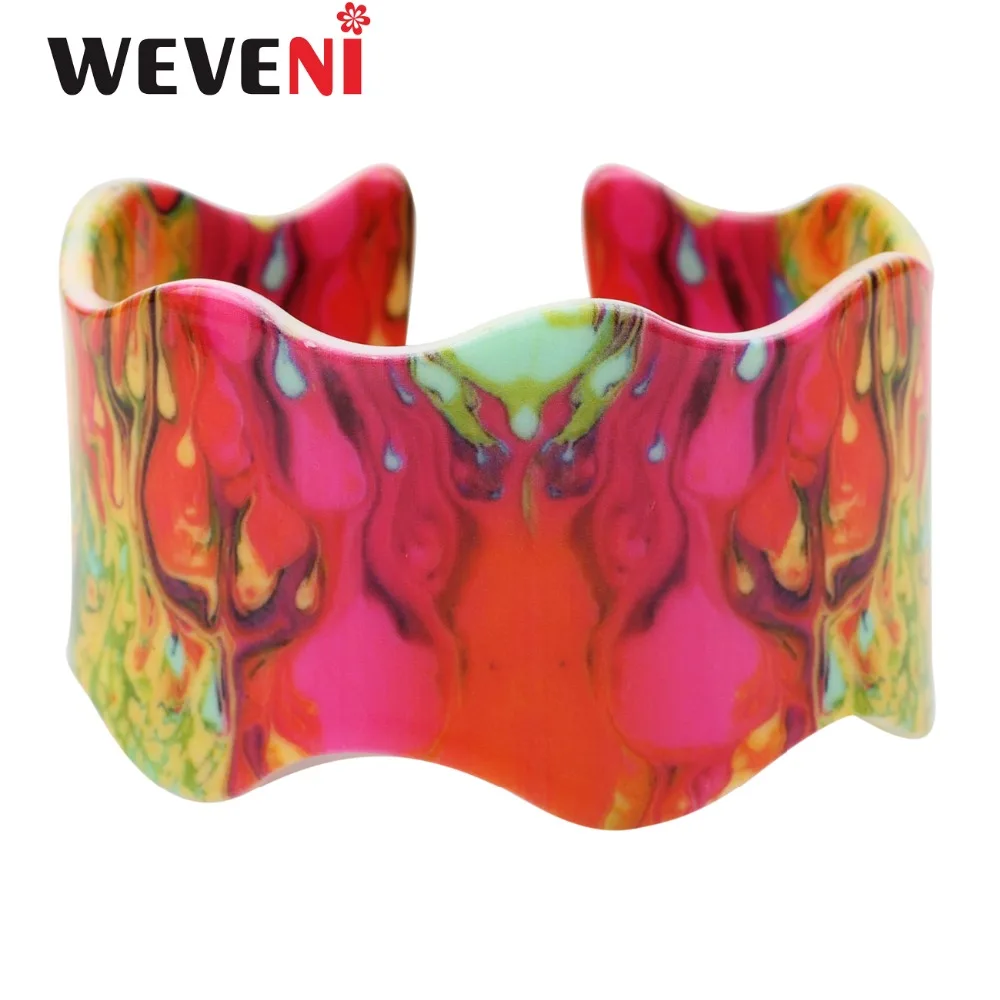 WEVENI Original Wide Love Colorful Flame Magma Printing Bracelets Bangles Fashion Acrylic Jewelry For Women New Accesssories
WEVENI Original Wide Love Colorful Flame Magma Printing Bracelets Bangles Fashion Acrylic Jewelry For Women New Accesssories