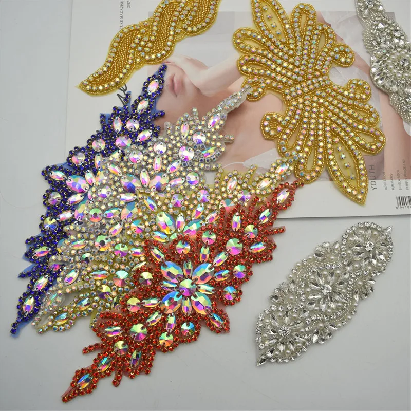 2 pcs Sew Iron On Beaded rhinestone applique trimming for wedding Bridal Dress Belt Motif
2 pcs Sew Iron On Beaded rhinestone applique trimming for wedding Bridal Dress Belt Motif