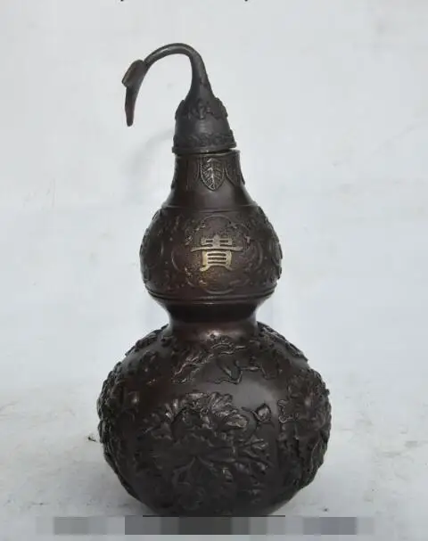S02767 8"chinese pure bronze Carved Flower Gourd statue Bottle Pot Jar Wine vessel Vase B0403
S02767 8"chinese pure bronze Carved Flower Gourd statue Bottle Pot Jar Wine vessel Vase B0403