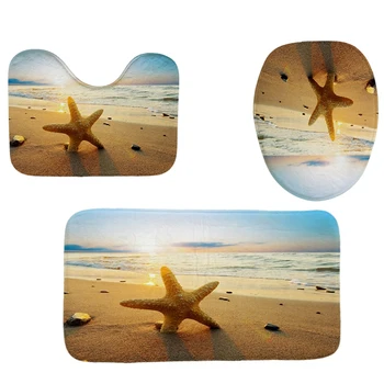 4Pcs Home Bathroom Decor Set Beach Starfish Pattern Toilet Seat Cover Bath Mat Set+ Waterproof Shower Curtain
4Pcs Home Bathroom Decor Set Beach Starfish Pattern Toilet Seat Cover Bath Mat Set+ Waterproof Shower Curtain