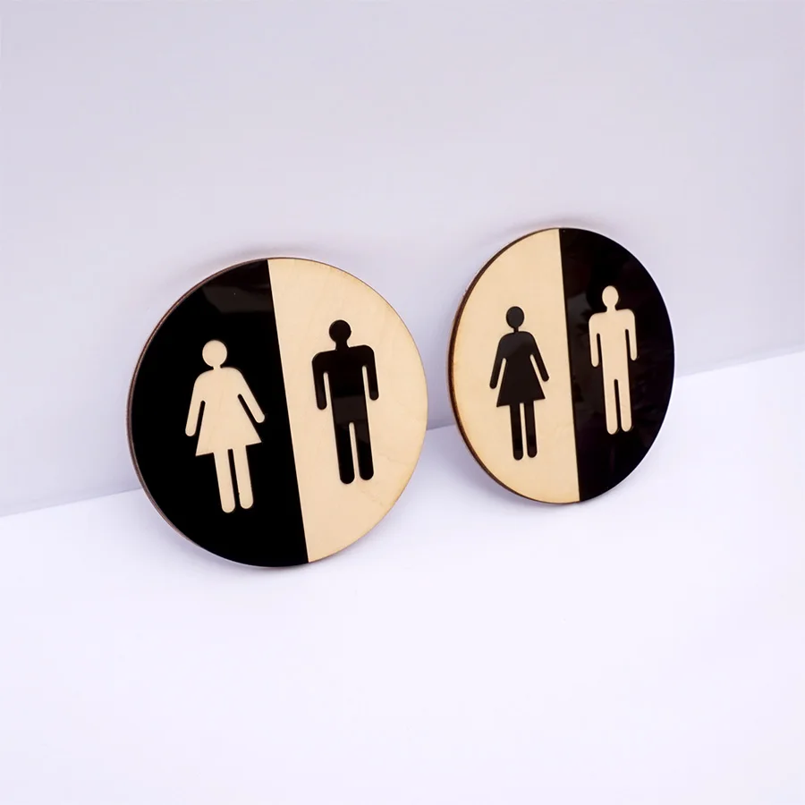 1 шт. Круглый унитаз дверной знак мужская и женская деревянная ванная комната