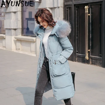 AYUNSUE 2020 Winter Down Jacket Woman Hooded Long Coat Raccoon Fur Collar Korean Duck Down Jacket Chamarras De Mujer KJ2548 
AYUNSUE 2020 Winter Down Jacket Woman Hooded Long Coat Raccoon Fur Collar Korean Duck Down Jacket Chamarras De Mujer KJ2548