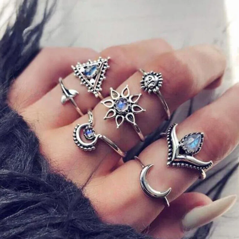 Tocona Bohemian Blue Crystal Ring Set for Women Girl Geometic Flower Carving Fishtail Knuckle Anel Rings Party Jewelry 6756
Tocona Bohemian Blue Crystal Ring Set for Women Girl Geometic Flower Carving Fishtail Knuckle Anel Rings Party Jewelry 6756