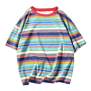 Multicolor Striped T shirt Men Short-Sleeved Loose Casual Tshirt Male Summer Mens Clothes Streetwear Hip Hop Tops Tees Man
Multicolor Striped T shirt Men Short-Sleeved Loose Casual Tshirt Male Summer Mens Clothes Streetwear Hip Hop Tops Tees Man