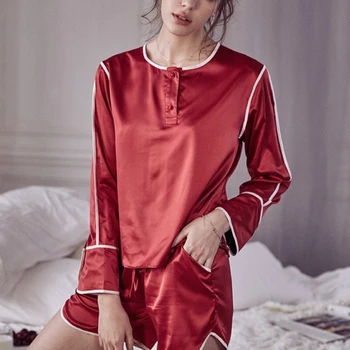 Spring Woman Clothes Sexy Comfortable Red Nightwear Long Sleeve Pajamas Two-piece Suit Pajama Shorts Pijama Round Neck Sleepwear
Spring Woman Clothes Sexy Comfortable Red Nightwear Long Sleeve Pajamas Two-piece Suit Pajama Shorts Pijama Round Neck Sleepwear