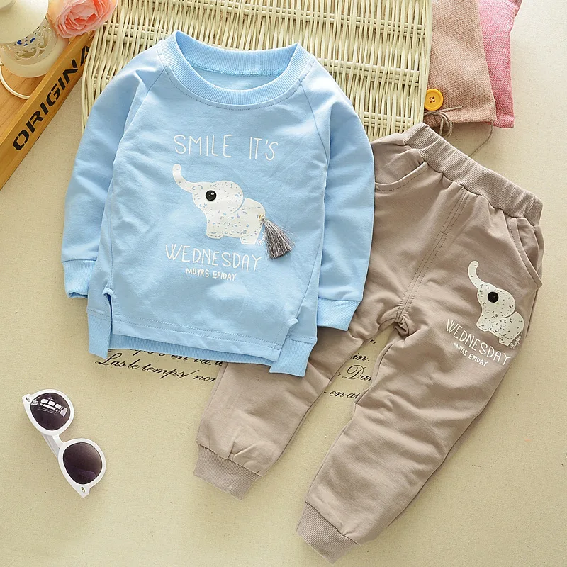 Children-Tracksuit-For-Boys-Sport-Suits-2018-Cute-Elephant-Long-Sleeved-T-shirt-Tops-Pants-2PCS
