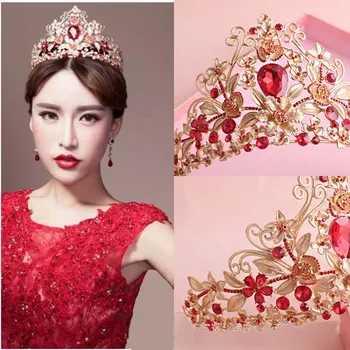 New European Retro Gold Vetiver Irises Hair Crown For Wedding Red Rhinestones Bridal Pageant Tiaras Free shipping T-740
New European Retro Gold Vetiver Irises Hair Crown For Wedding Red Rhinestones Bridal Pageant Tiaras Free shipping T-740