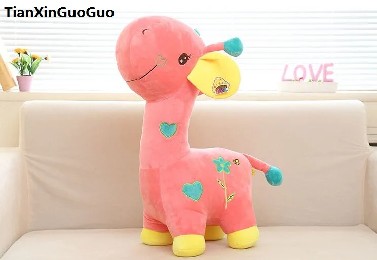 

lovely cartoon giraffe plush toy about 35cm love pink giraffe soft doll birthday gift h0786