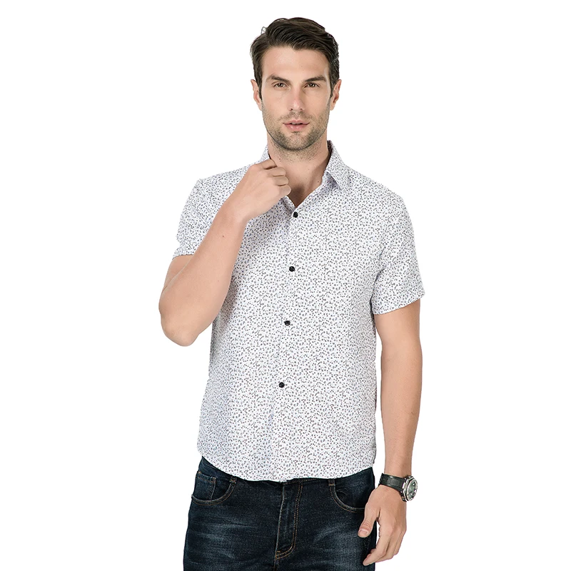 fashion 2019 summer floral print short sleeve casual dress shirts for man good quality breathable chemise homme 
fashion 2019 summer floral print short sleeve casual dress shirts for man good quality breathable chemise homme