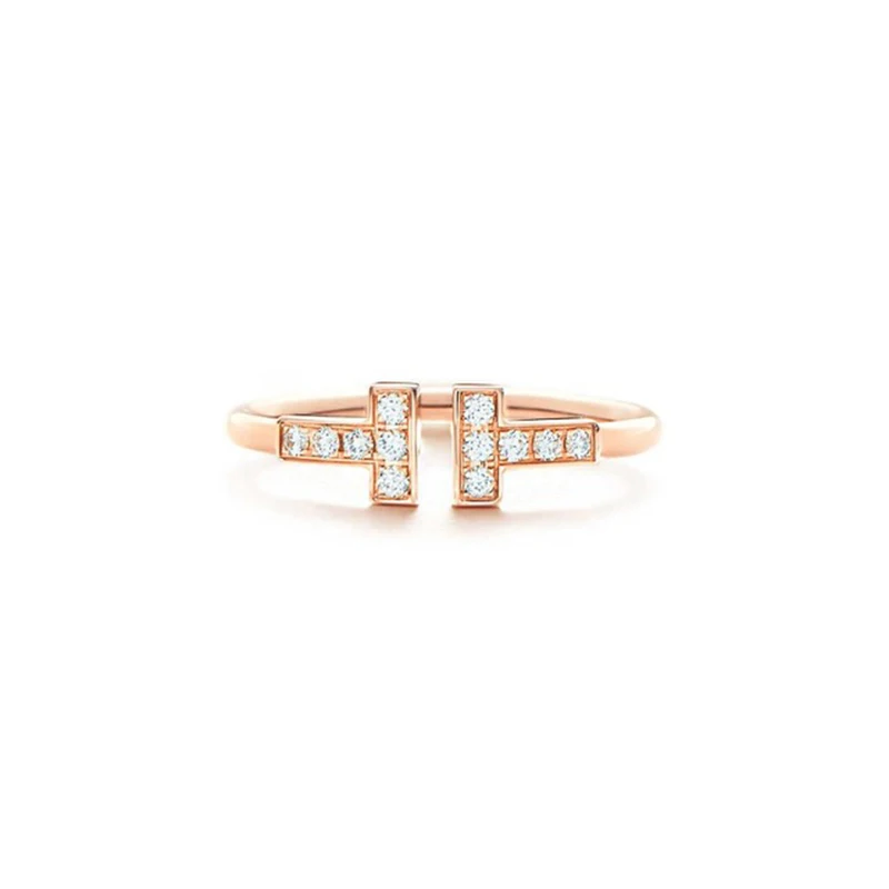 DERMSPE TIFF EDELL 100% 925 silver new simple fashion T-shaped personality zircon ring rose gold ladies simple wild smile ring 
DERMSPE TIFF EDELL 100% 925 silver new simple fashion T-shaped personality zircon ring rose gold ladies simple wild smile ring