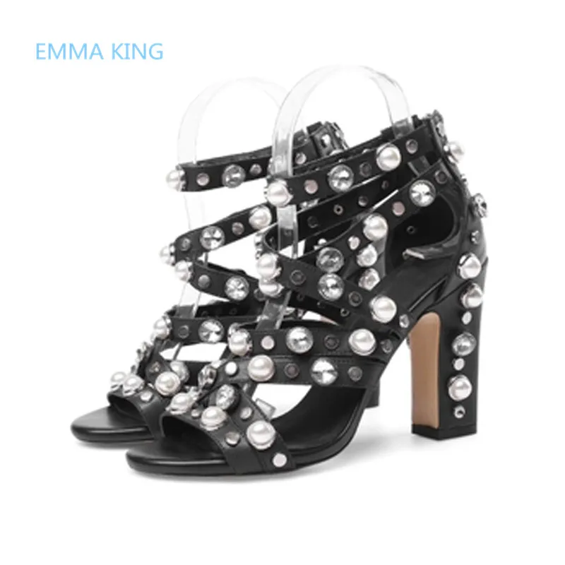 2019 New Pearls Crystal Studded Women Gladiator Sandals Ankle Buckle Strap Sexy Chunky High Heels Ladies Summer Roman Punk Shoes
2019 New Pearls Crystal Studded Women Gladiator Sandals Ankle Buckle Strap Sexy Chunky High Heels Ladies Summer Roman Punk Shoes