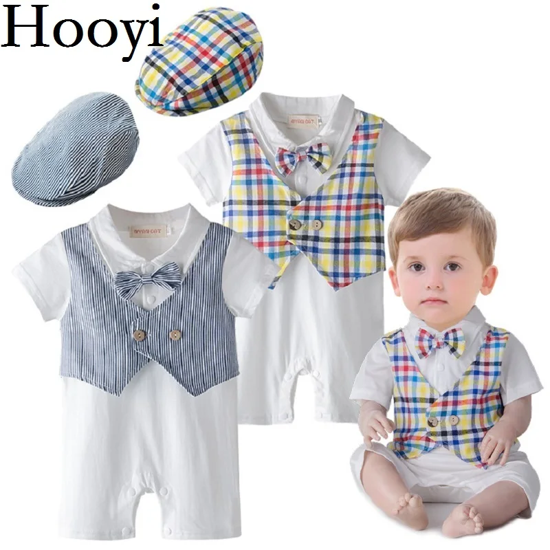 Hooyi Tuxedo Baby Rompers Summer Handsome Bow Tie Fashion Boys Jumpsuits Vest Plaid Stripe Clothes + Cap Beret Newborn Costumes
Hooyi Tuxedo Baby Rompers Summer Handsome Bow Tie Fashion Boys Jumpsuits Vest Plaid Stripe Clothes + Cap Beret Newborn Costumes