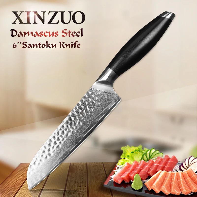 XINZUO 6" inch Santoku Knife 67 Layers VG10 Handmade Damascus Stainless Steel Kitchen Knife Professional Chef Knives G10 Handle
XINZUO 6" inch Santoku Knife 67 Layers VG10 Handmade Damascus Stainless Steel Kitchen Knife Professional Chef Knives G10 Handle