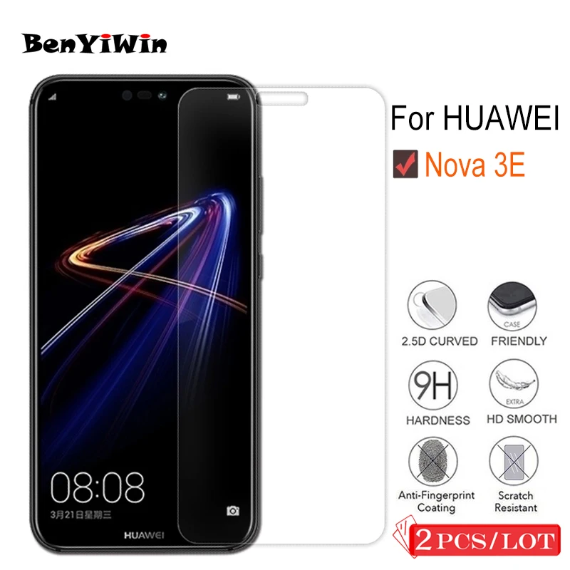 2 шт. 9H закаленное стекло премиум класса для Huawei NOVA 3E защита экрана прозрачная
