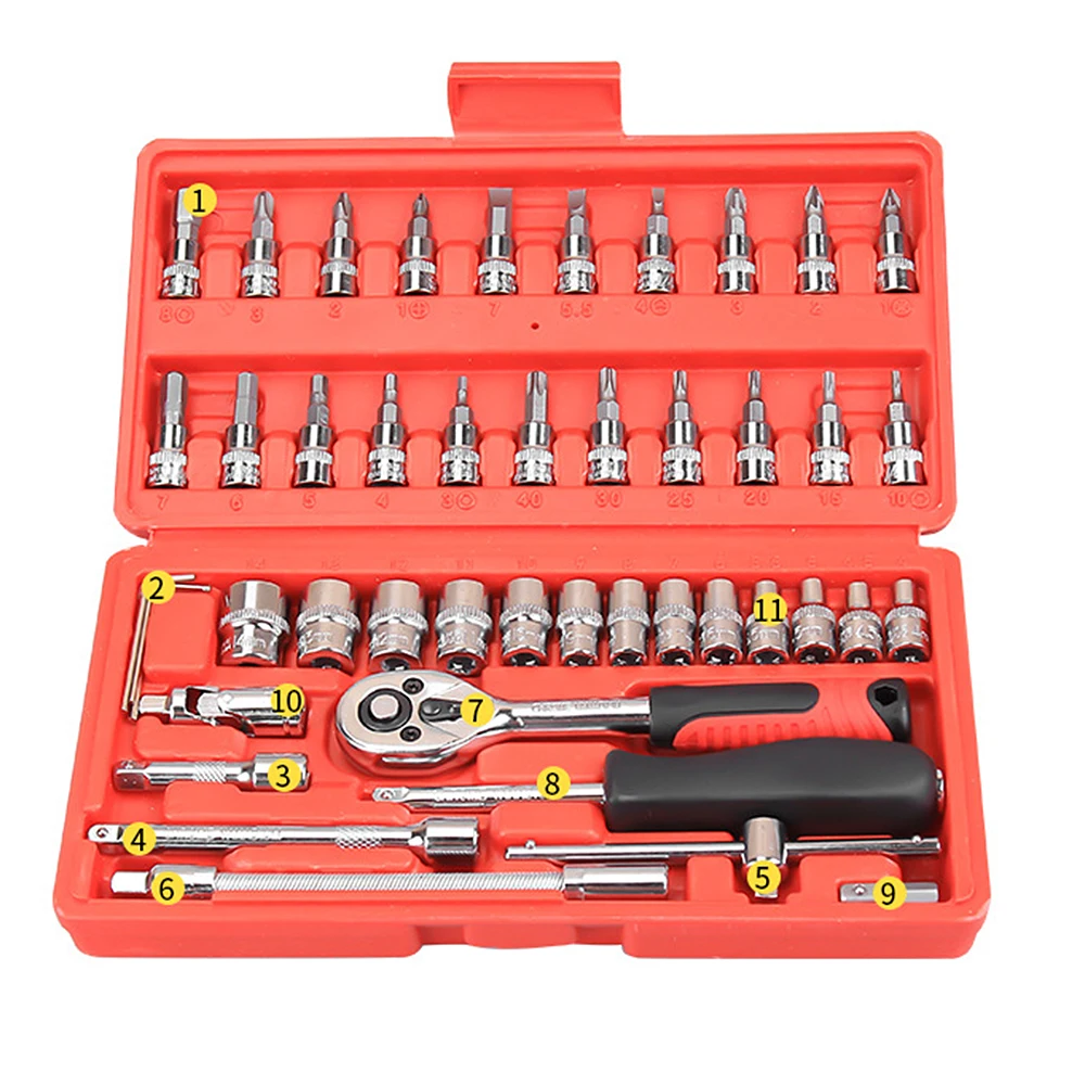 46pc sets of professional auto repair kit tool sleev Ratchet Wrench Set Torque Wrench Combination Bit
46pc sets of professional auto repair kit tool sleev Ratchet Wrench Set Torque Wrench Combination Bit