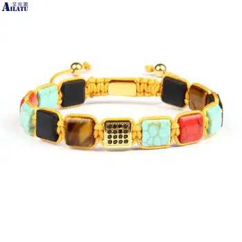 Ailatu New Men Bracelet Mix Color Natural Tiger Eye and Matte Onyx Square Stone Beads Macrame Bracelet
Ailatu New Men Bracelet Mix Color Natural Tiger Eye and Matte Onyx Square Stone Beads Macrame Bracelet