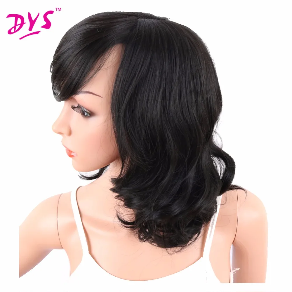 Deyngs Big Curly Synthetic Wigs with Bangs Japanese Kanekalon Fiber Heat Resistant Full Wigs for Women Girls Lady Natural Black (5)