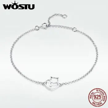 WOSTU Genuine 100% 925 Sterling Silver Hot Sell Cute Cat Kitty Bracelet Women Adjustable Link Chain Silver Party Jewelry DXB102
WOSTU Genuine 100% 925 Sterling Silver Hot Sell Cute Cat Kitty Bracelet Women Adjustable Link Chain Silver Party Jewelry DXB102