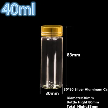 Glass jars with Silver/Gold Aluminum Cap30*80mm 40ml Essential Oil glass bottles cream glass vial 50pcs Free Shipping
Glass jars with Silver/Gold Aluminum Cap30*80mm 40ml Essential Oil glass bottles cream glass vial 50pcs Free Shipping