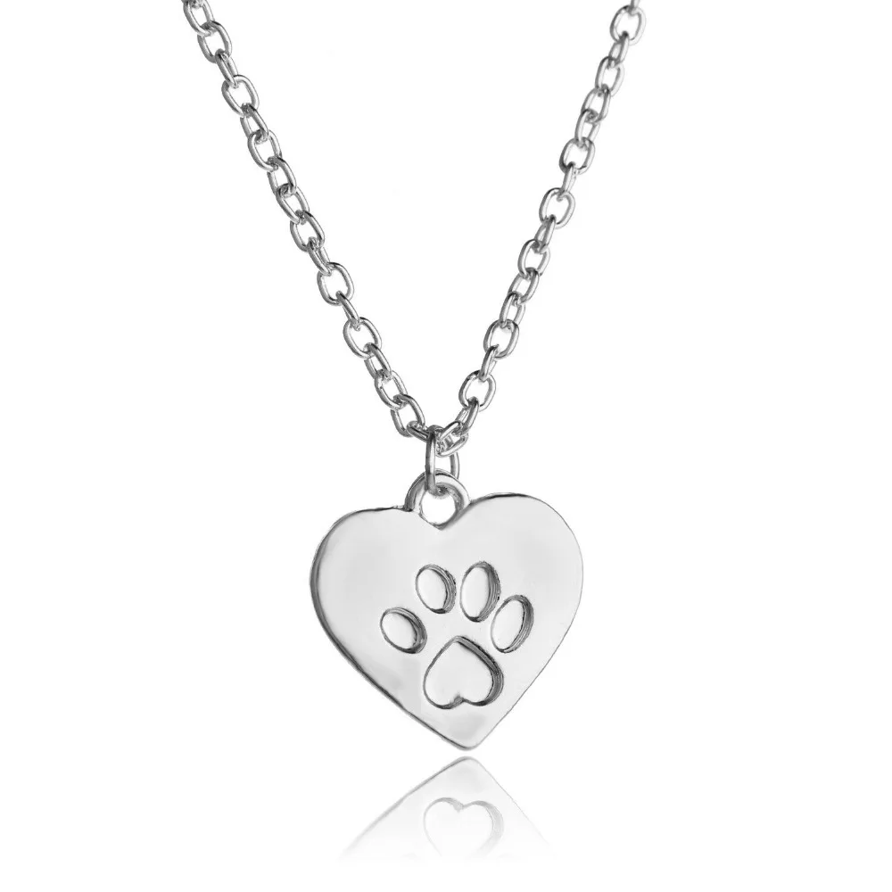 Cute Pet Dog Cat Paws Print Pendant Footprint Necklace Heart Charms Jewelry Gifts For Women Men Animals Lovers Friend | Украшения и