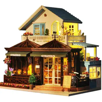 IIECREATE Large Coffee Wooden Doll House Manual Assembling Model Toys Diy Wooden Hut House With Led Light Small Tools Birthday
IIECREATE Large Coffee Wooden Doll House Manual Assembling Model Toys Diy Wooden Hut House With Led Light Small Tools Birthday