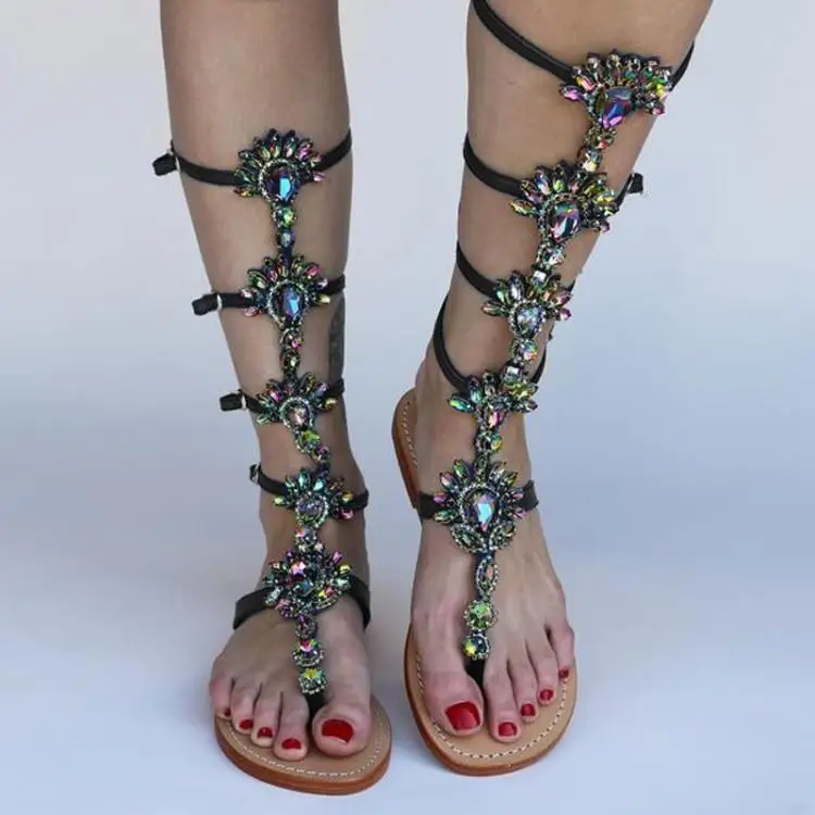 Luxury Crystal Flowers Five Buckle Gladiators Mid-calf Rome Women Sandals Fashion Split Toe Back Zipper Ladies Shoes Brand
Luxury Crystal Flowers Five Buckle Gladiators Mid-calf Rome Women Sandals Fashion Split Toe Back Zipper Ladies Shoes Brand