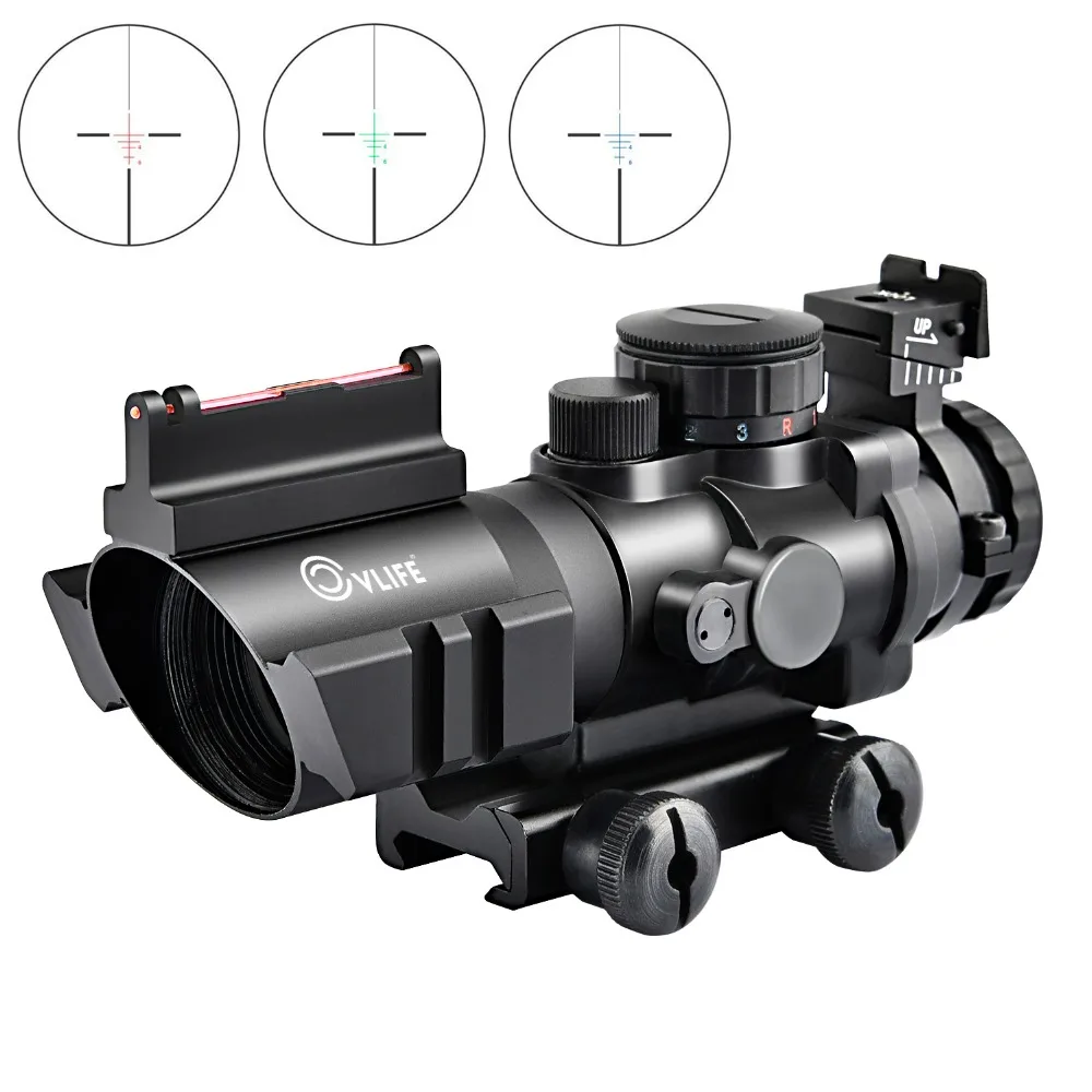 CVLIFE 4x32 Tactical Rifle Scope Red & Green &Blue illuminated Reticle Scope with Fiber Optic Sight
CVLIFE 4x32 Tactical Rifle Scope Red & Green &Blue illuminated Reticle Scope with Fiber Optic Sight