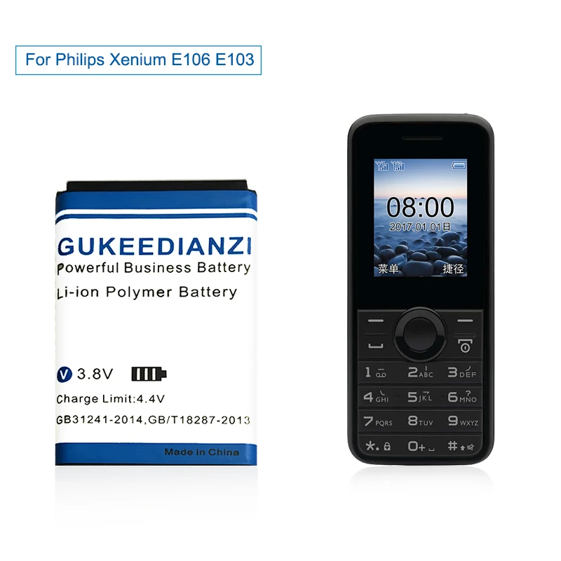 GUKEEDIANZI Phone Battery 1050mAh AB1050GWMT For Philips E103 E106 E255 100% New Rechargeable Batteries
GUKEEDIANZI Phone Battery 1050mAh AB1050GWMT For Philips E103 E106 E255 100% New Rechargeable Batteries