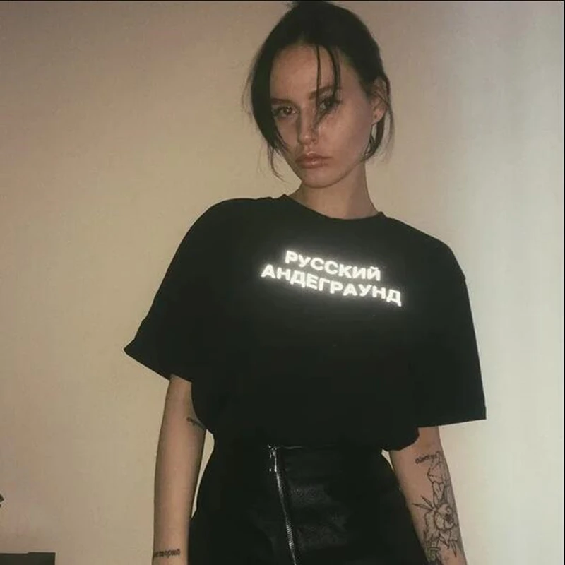 Summer reflective unisex t-shirt with Russian inscriptions RUSSIAN UNDERGROUND female tshirts black cotton women's tees
Summer reflective unisex t-shirt with Russian inscriptions RUSSIAN UNDERGROUND female tshirts black cotton women's tees