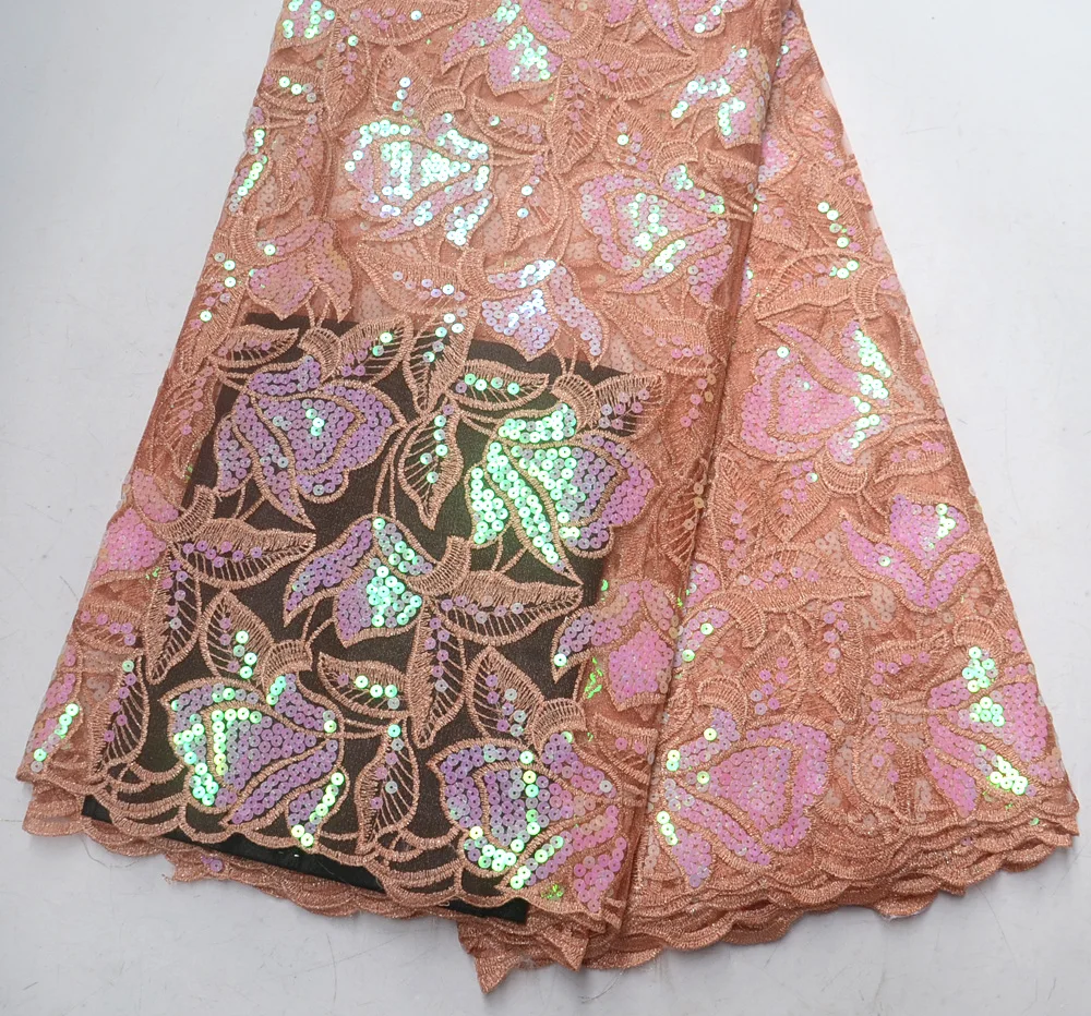 Latest High Quality Nigeria Design PEACH Net lace with Sequins Nigeria Wedding Peach french sequins lace Fabrics
Latest High Quality Nigeria Design PEACH Net lace with Sequins Nigeria Wedding Peach french sequins lace Fabrics