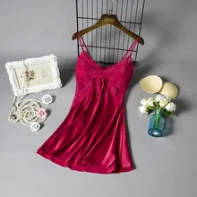 Women Sleep Lounge Sleepwear With Chest Pads Satin Sexy Ladies Nightgowns Silk Night Dress Elegant Lace Sleepshirts
Women Sleep Lounge Sleepwear With Chest Pads Satin Sexy Ladies Nightgowns Silk Night Dress Elegant Lace Sleepshirts