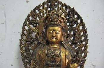 China Bronze Gild lotus flower Bodhisattva Kwan-Yin Guan Yin Bodhisattva statue
China Bronze Gild lotus flower Bodhisattva Kwan-Yin Guan Yin Bodhisattva statue