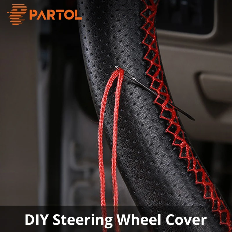 Partol DIY чехлы на руль Оплетка мягкий волоконный кожаный чехол рулевого колеса