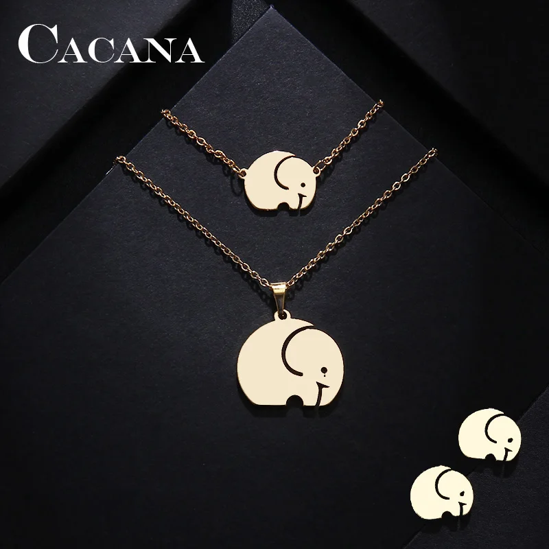 CACANA Stainless Steel Sets For Women Big Elephant Shape Necklace Bracelets Earrings For Women Lover's Engagement Jewelry S229
CACANA Stainless Steel Sets For Women Big Elephant Shape Necklace Bracelets Earrings For Women Lover's Engagement Jewelry S229