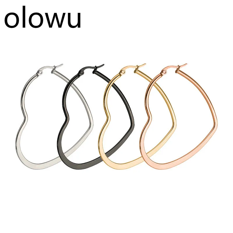 olowu Trendy Women Romantic Heart Jewelry Earrings Hoops Female Big Stainless Steel Metal Hoop Earrings Rose Gold Black Color
olowu Trendy Women Romantic Heart Jewelry Earrings Hoops Female Big Stainless Steel Metal Hoop Earrings Rose Gold Black Color