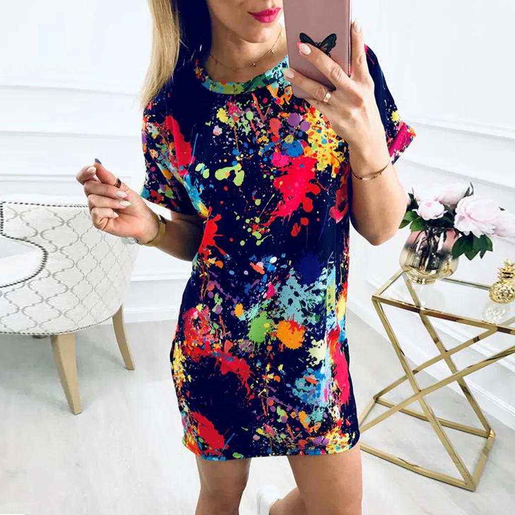 T-Shirt Dress Short Sleeve Women Gradient Print Shirt Dresses Ladies Summer Beach Mini Dress vestidos Beach Mini Dress Sundress
T-Shirt Dress Short Sleeve Women Gradient Print Shirt Dresses Ladies Summer Beach Mini Dress vestidos Beach Mini Dress Sundress