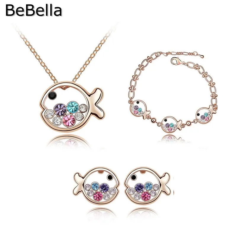BeBella cute fish necklace earrings bracelet jewelry set for women girls fashion gift 2018 made with Czech colorfull crystals
BeBella cute fish necklace earrings bracelet jewelry set for women girls fashion gift 2018 made with Czech colorfull crystals