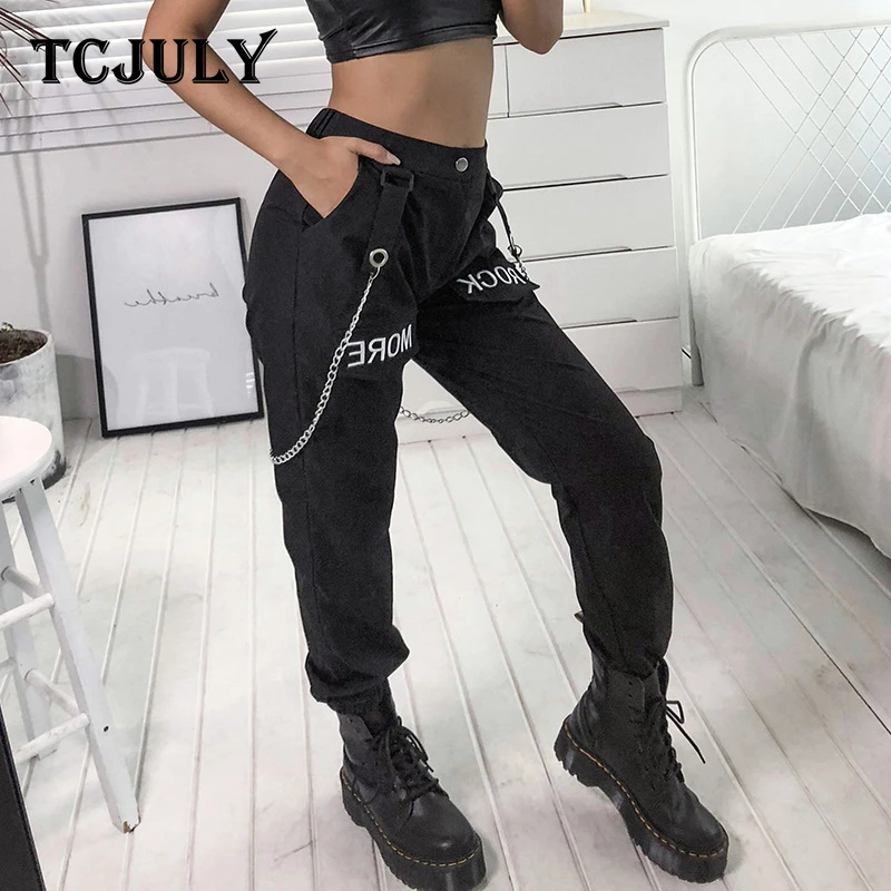 TCJULY 2019 New Design Fashion Letter Rock More Printed Black Cargo Pants Streetwear Joggers Women High Quality Ladies Trousers
TCJULY 2019 New Design Fashion Letter Rock More Printed Black Cargo Pants Streetwear Joggers Women High Quality Ladies Trousers