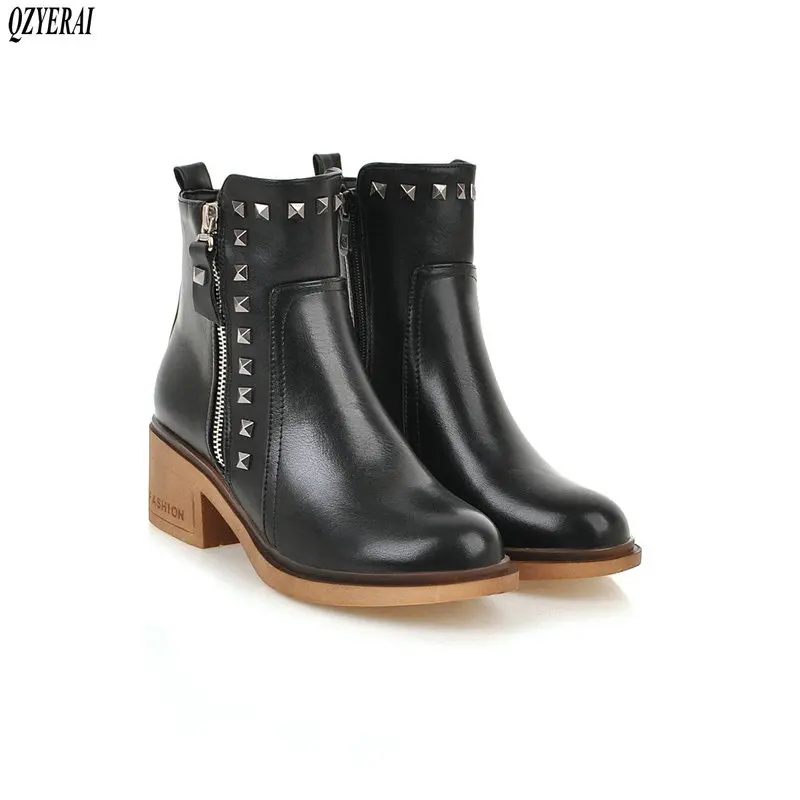 QZYERAI New arrival autumn and winter women boots ankle riveted riding boots high-heeled boots women shoes size 34-43
QZYERAI New arrival autumn and winter women boots ankle riveted riding boots high-heeled boots women shoes size 34-43