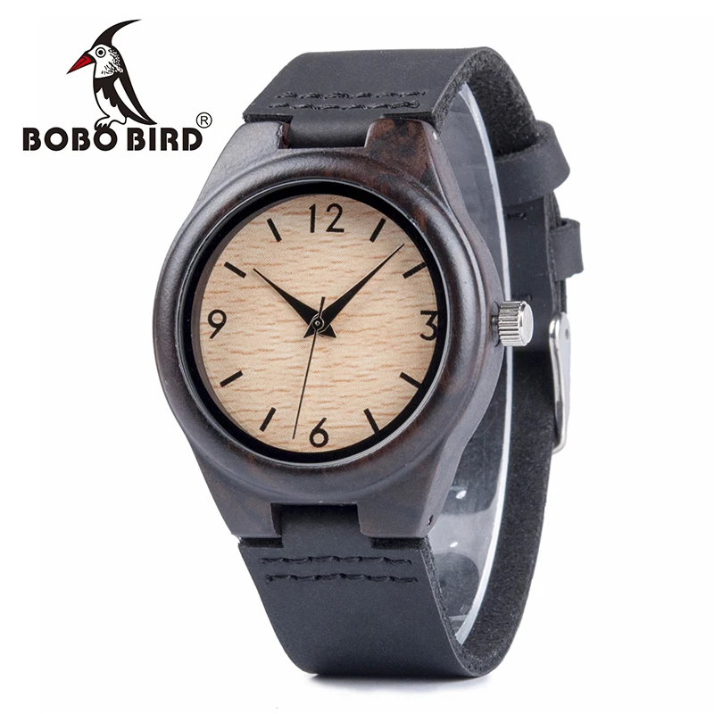 BOBO BIRD Ebony Wood Women Watch Luxury Fashion Leather Strap Female Timepieces Watches Zegarek damski With Gift Wood Box
BOBO BIRD Ebony Wood Women Watch Luxury Fashion Leather Strap Female Timepieces Watches Zegarek damski With Gift Wood Box