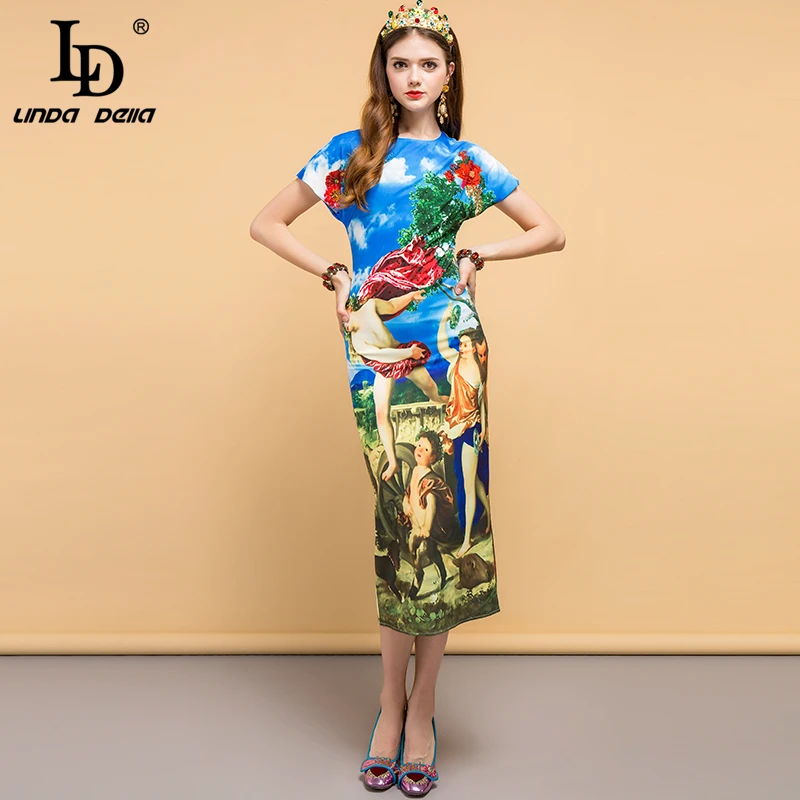 LD LINDA DELLA Runway Summer Dress Women's Angel Floral Print Sequined Beading Casual Holiday Party Midi Slim Elegant Dress 2019
LD LINDA DELLA Runway Summer Dress Women's Angel Floral Print Sequined Beading Casual Holiday Party Midi Slim Elegant Dress 2019