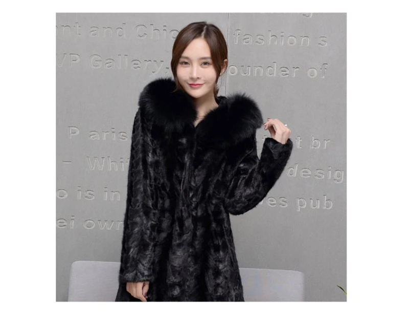 100% genuine natural mink fur coat with hoody long (10)
