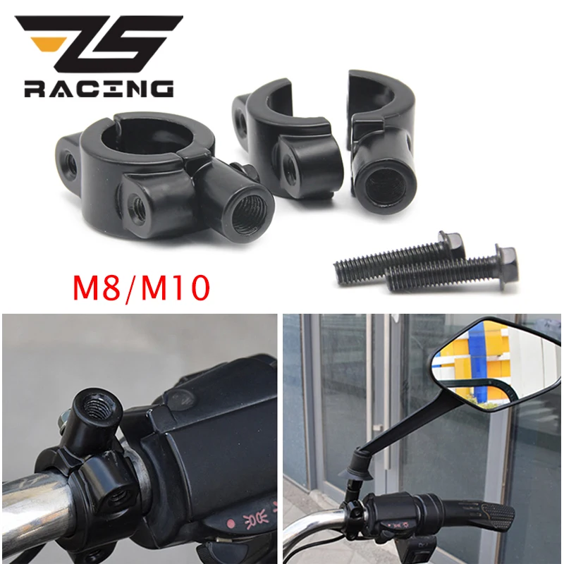 

ZS Racing 8mm/10mm Motorcycle Bike 7/8" (22mm) Handle Rearview Mirror Mount Holder Adaptor Clamp Holder Bracket for Honda KTM