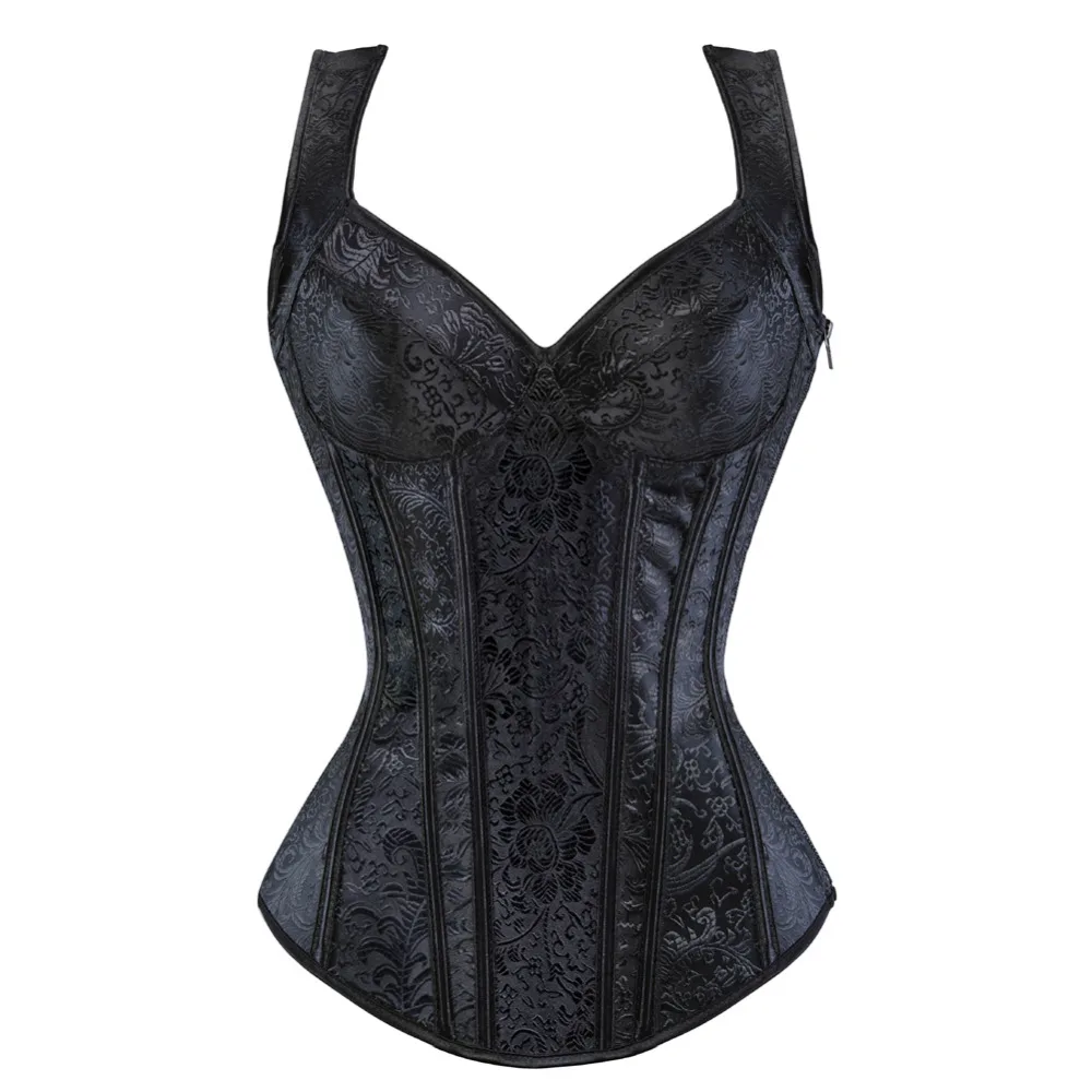Sexy Lace up Satin Jacquard Overbust Corset Shoulder Straps Zipper Side Lingerie Waister Cincher Bustier Plus Size S-6XL
Sexy Lace up Satin Jacquard Overbust Corset Shoulder Straps Zipper Side Lingerie Waister Cincher Bustier Plus Size S-6XL