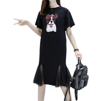 2019 summer new large size Dresses puppy sequin short-sleeved T-shirt dress female loose large size net yarn fishtail dress
2019 summer new large size Dresses puppy sequin short-sleeved T-shirt dress female loose large size net yarn fishtail dress