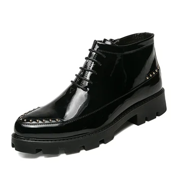 British men casual polished bright surface patent leather shoes glossy platform oxfords shoe motorcycle ankle boots zapatos male
British men casual polished bright surface patent leather shoes glossy platform oxfords shoe motorcycle ankle boots zapatos male