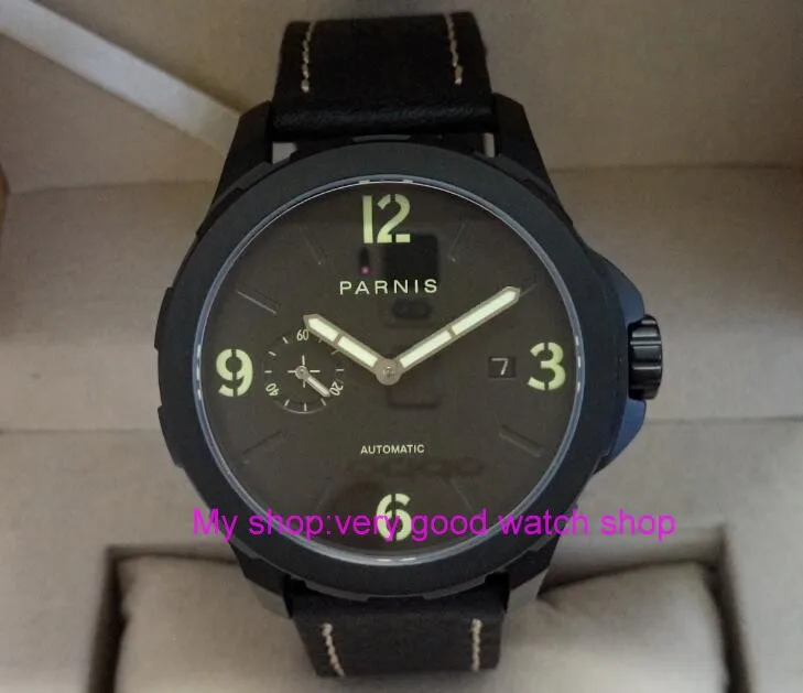 Sapphire crystal PARNIS 44mm black dial ST25 automatic Self-Wind movement men's Mechanical watch luminous 5Bar PVD case 44sk
Sapphire crystal PARNIS 44mm black dial ST25 automatic Self-Wind movement men's Mechanical watch luminous 5Bar PVD case 44sk