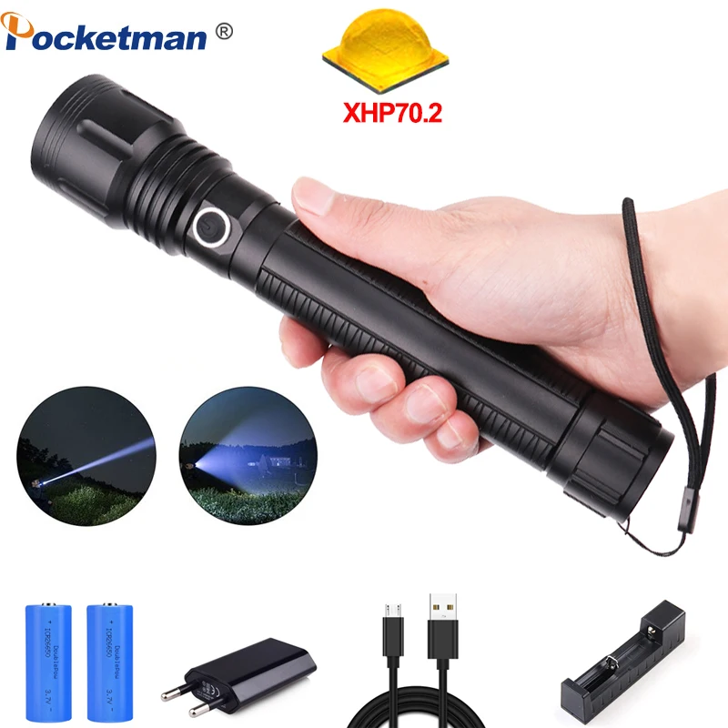 50000lumens Flashlight powerful XLamp xhp70.2 lanterna Led torch Zoomable 5modes xhp70 xhp50 18650 or 26650 battery Best Outdoor
50000lumens Flashlight powerful XLamp xhp70.2 lanterna Led torch Zoomable 5modes xhp70 xhp50 18650 or 26650 battery Best Outdoor