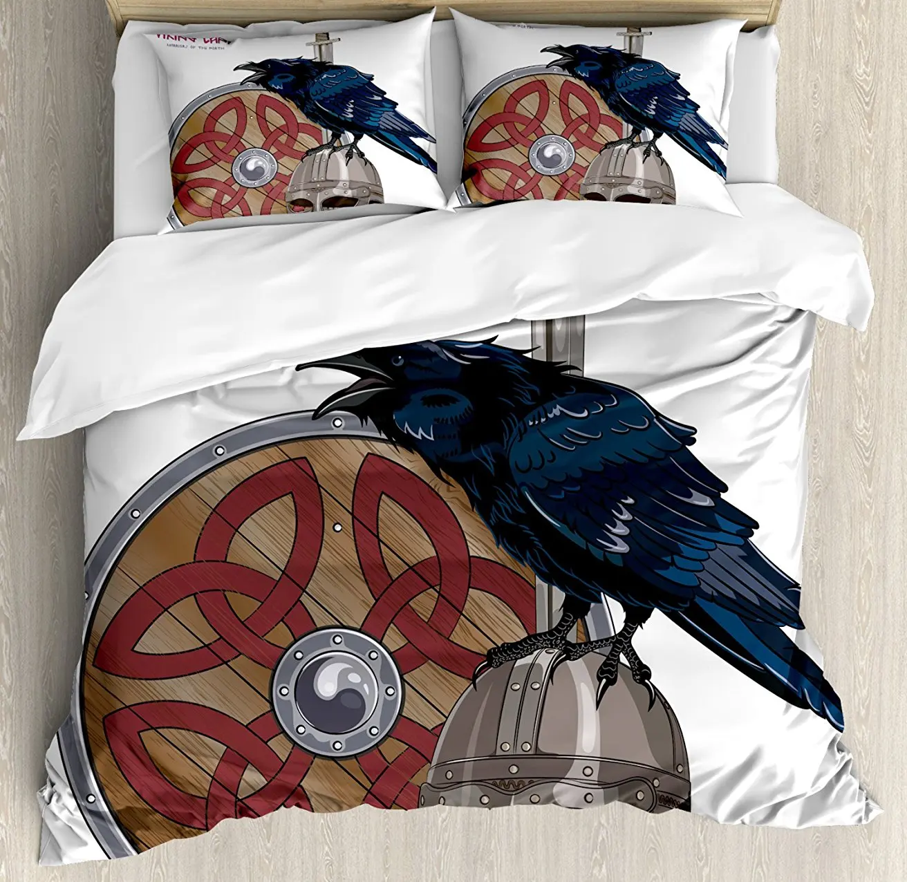 Viking Duvet Cover Set by Raven on Steel Helmet Nordic Sword Shield Warfare Scandinavian Army Medieval Armour 4pcs Bedding Set
Viking Duvet Cover Set by Raven on Steel Helmet Nordic Sword Shield Warfare Scandinavian Army Medieval Armour 4pcs Bedding Set