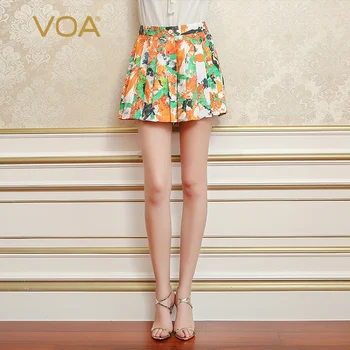 VOA Silk Jacquard Women Pleated Shorts Skirt Bohemian Mid Waist Casual Loose Beach Orange Print Shorts Summer Holiday KSA00501
VOA Silk Jacquard Women Pleated Shorts Skirt Bohemian Mid Waist Casual Loose Beach Orange Print Shorts Summer Holiday KSA00501